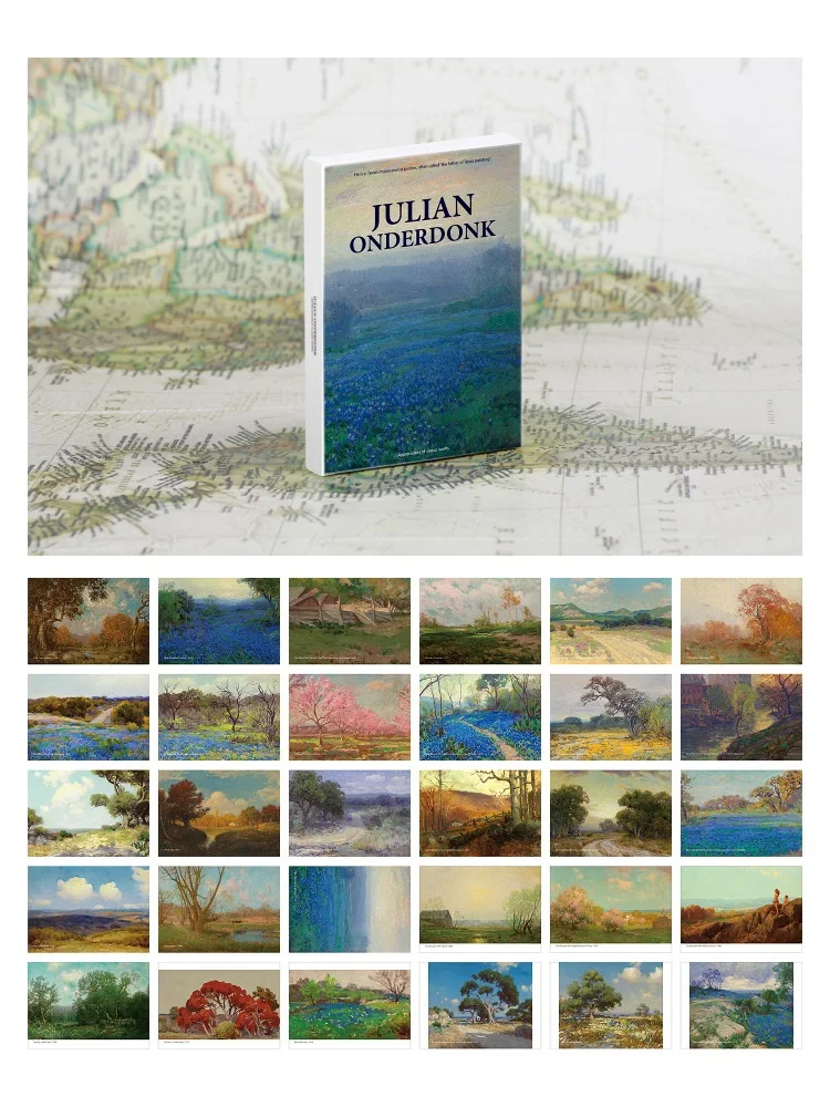 30 Pcs/Set Julian Onderdonk Oil Paintings Postcard Blue Landscape Artwork Message Greeting Cards Home Decoration