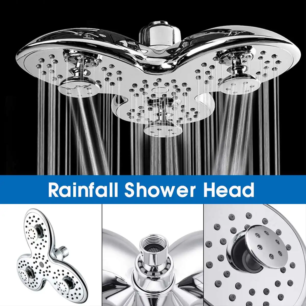 10 Inch 3 Functions ABS Bathroom Shower Head Petal Shape Bathroom Top Shower Head Rainfall Jetting Shower SPA Shower Head