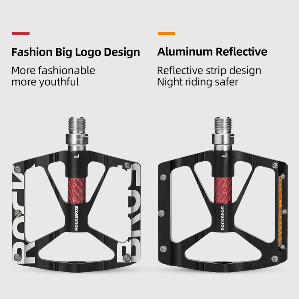 ‌ROCKBROS Aluminum Alloy Ultralight Pedals Reflective Sealed Bearings Non-Slip Design Mountain Road Bikes Cycling Accessories