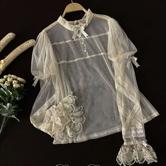 inner cover, dream doll Lolita mesh lace inner cover top, lace shirt is super fairy  tops women  blusas femininas