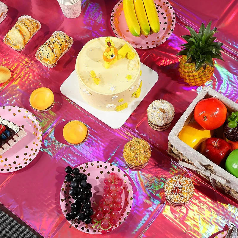 1pc Rectangular Disposable Tablecloths Shiny Gold Red Purple Color Table Cloth Foil Table Cover for Birthday Wedding Party Decor