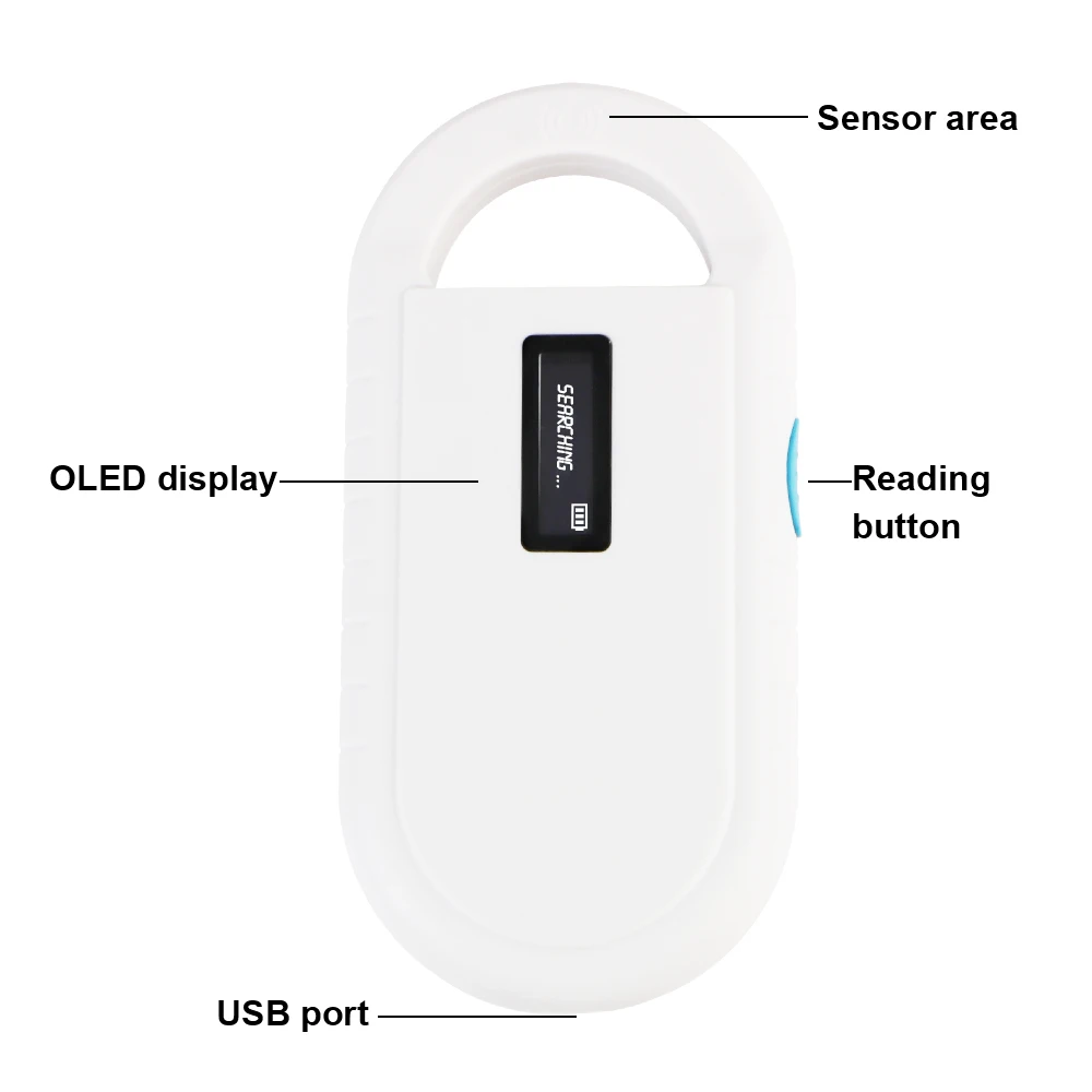 ISO IEC 11784/5 FDX-B/EMID 동물 ID 리더기, 애완 동물 칩 RFID 스캐너, 디지털 LCD 디스플레이 지능형 125kHz/134.2kHz
