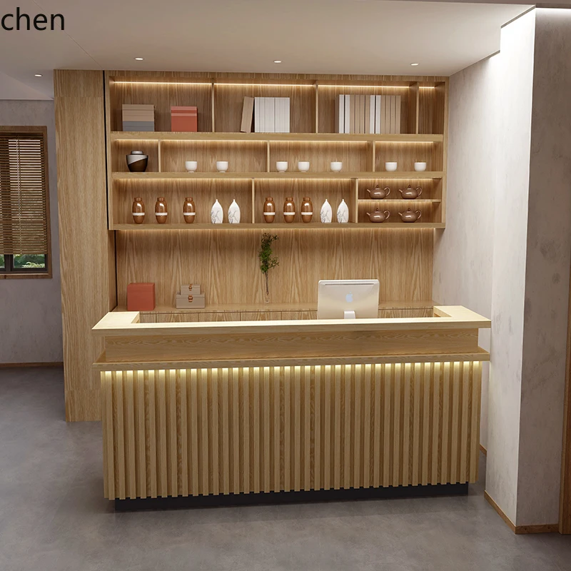 HT modern Chinese style checkout page wine cabinet integrated B & B teahouse front desk