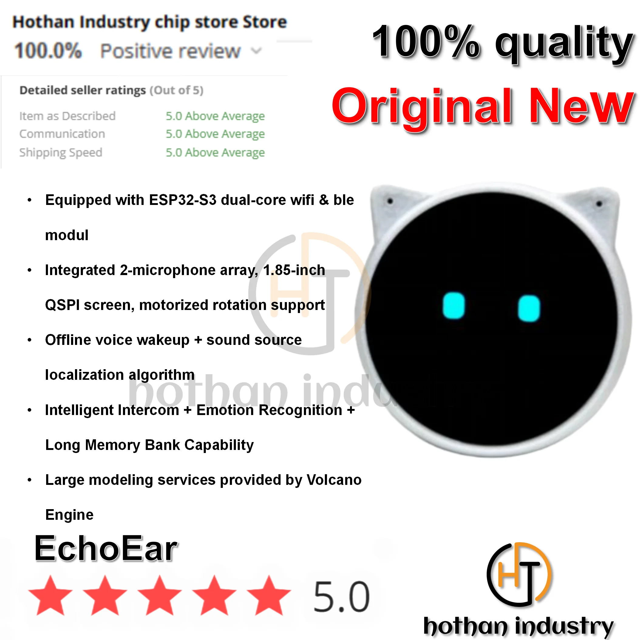 （1PCS）100% NEW Echoear Meow Smart Desktop Companion Ai Chatbot ESP32 ESP32-S3