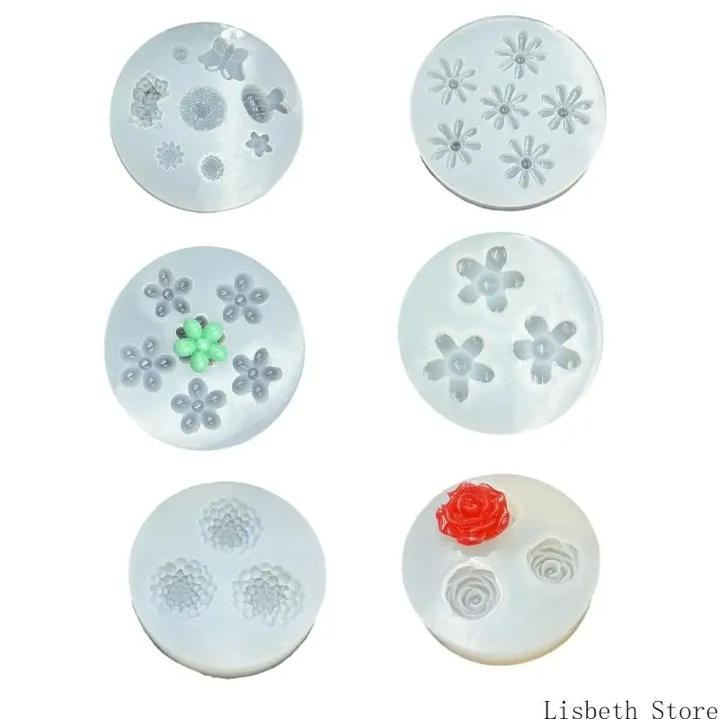 

124A 6 Floral Designs Silicone Mold Baking Crafting Easy Clean Lightweight