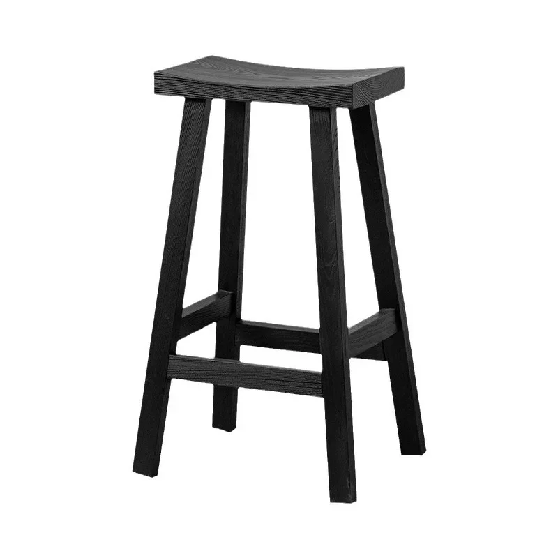 

Ash wood solid wood bar chair high stool B & B leisure saddle stool log snack bar table and chairs