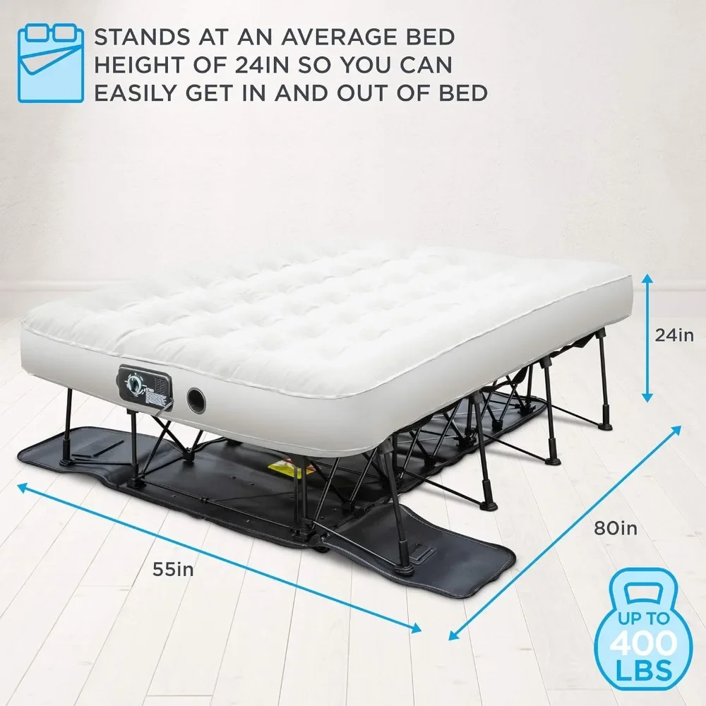 Надувной матрас EZ-Bed (полноразмерный) с рамкой и вращающимся предметом, Самонадувающийся, выдувная кровать с автоматическим отключением, идеально подходит для путешествий, кемпинга