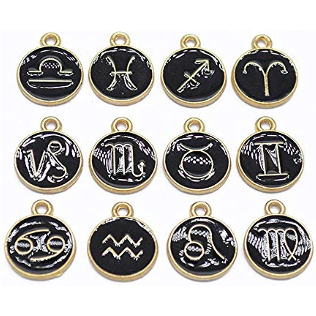 12 PCS Vintage Metal Zodiac Sign Charms for Jewelry Making Women Girl DIY Bracelet Craft Decor