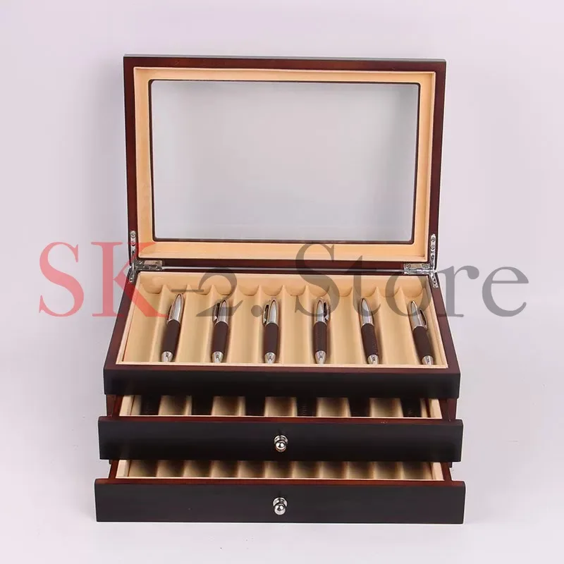 23 Pen Slot Wooden Pen Box Display Storage Pencil/Fountain Pen Case Cute School Office Stationery Organizer Supples