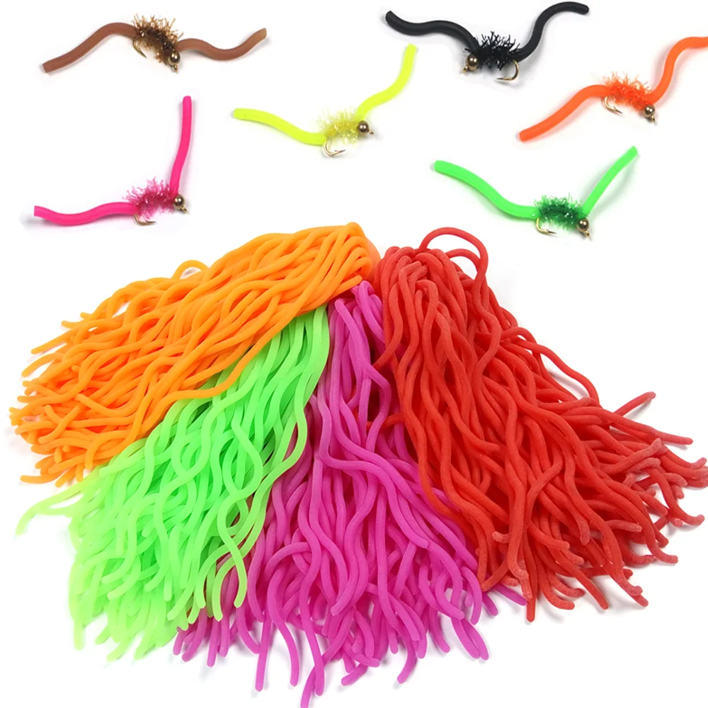 60strands Soft Worm Body Squirmy Wormy Fly Tying Material San Juan Worm Earthworm Maggots Mimic Baits for Trout Fishing Lures