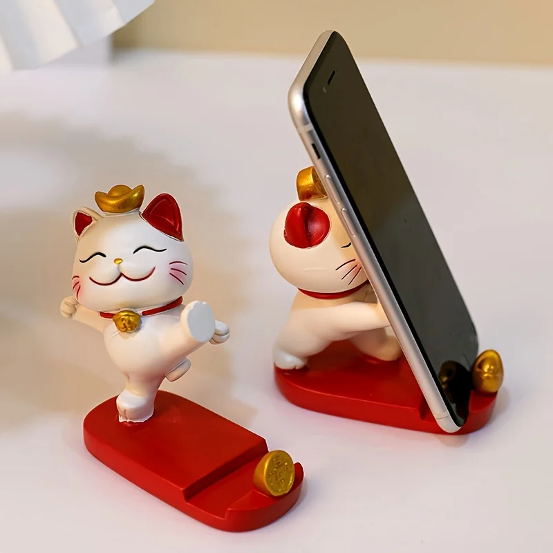 Lucky Cat Office Cute Cat Stand Mobile Phone Tablet Holder Suitable for Mobile Phones Tablets Desktop Decoration Ornament - view 4