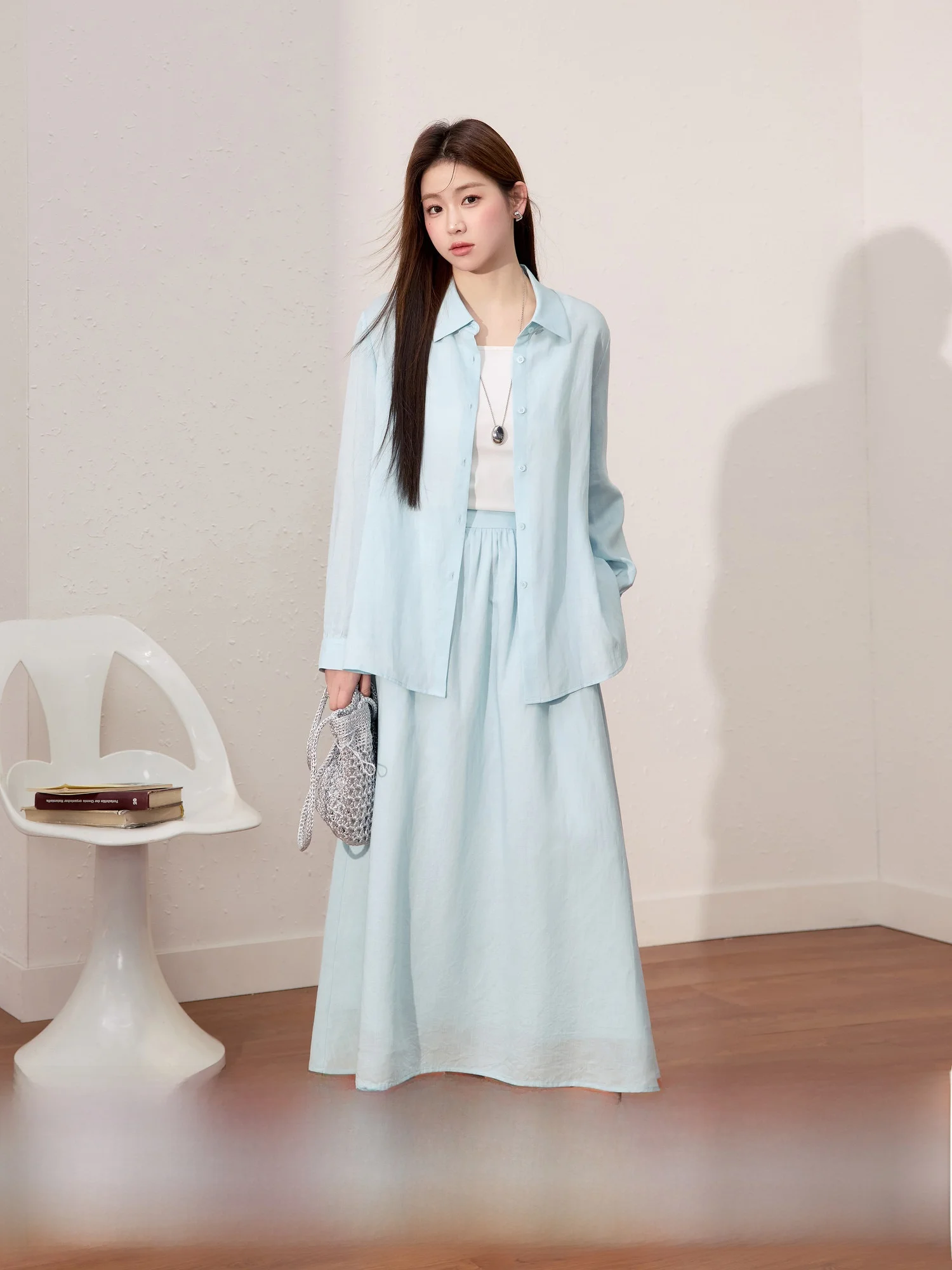 

Blue Language plus Size Women's Summer Long Skirt Elastic Waist Linen A-Line Midi Skirt Breathable Comfortable Commute