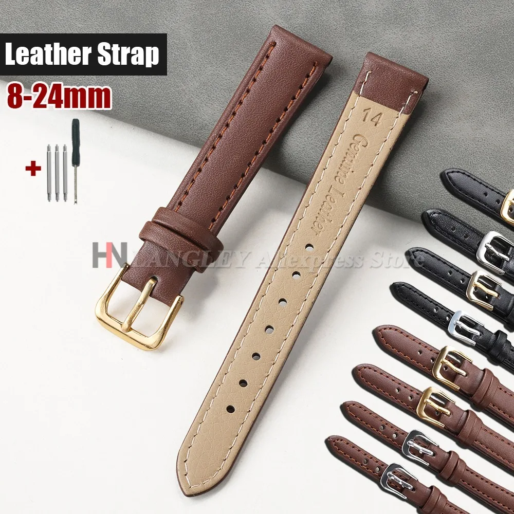 8mm 10mm 12mm 14mm 16mm 18mm 20mm 22mm 24mm PU-Leder Uhrenarmband für Herren und Damen, weiches Lederarmband, universelles Sportarmband