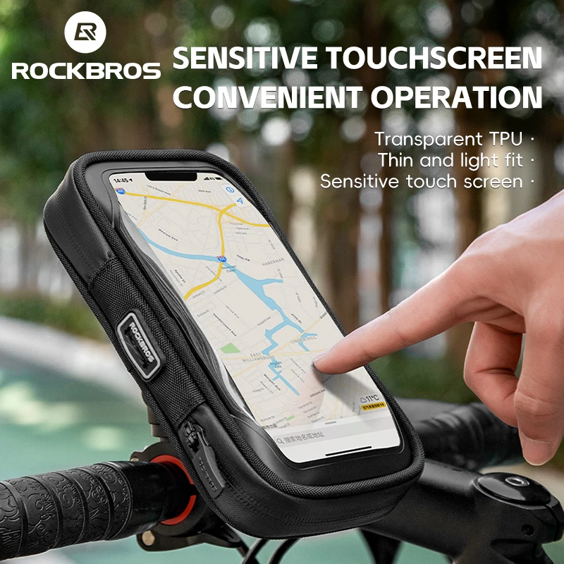 ROCKBROS Phone Bag Stand 270° Rotatable Waterproof Case Handlebar Stand Case Mount Scooter Bicycle Phone Bag Cycling Accessory