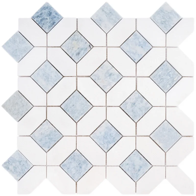 

Natral blue and white marble stone mosaic for living room bathroom kitchen backsplash decoration