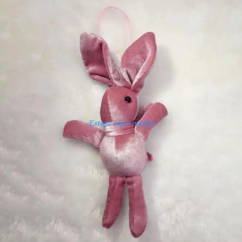 090B Rabbit Plush Doll Couple Presents Ornament Luck Doll Animal Design Backpack Decorative Doll Embellishment