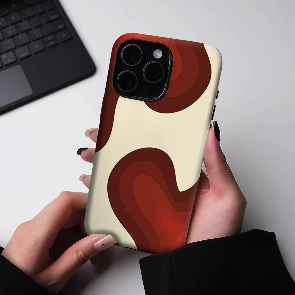 بورجوندي التدرج دوامة IPhone17 يجب على جراب هاتف مغناطيسي آيفون 17 16 15 14 برو ماكس زائد حافظة صعبة واحدة مزدوجة الطبقة