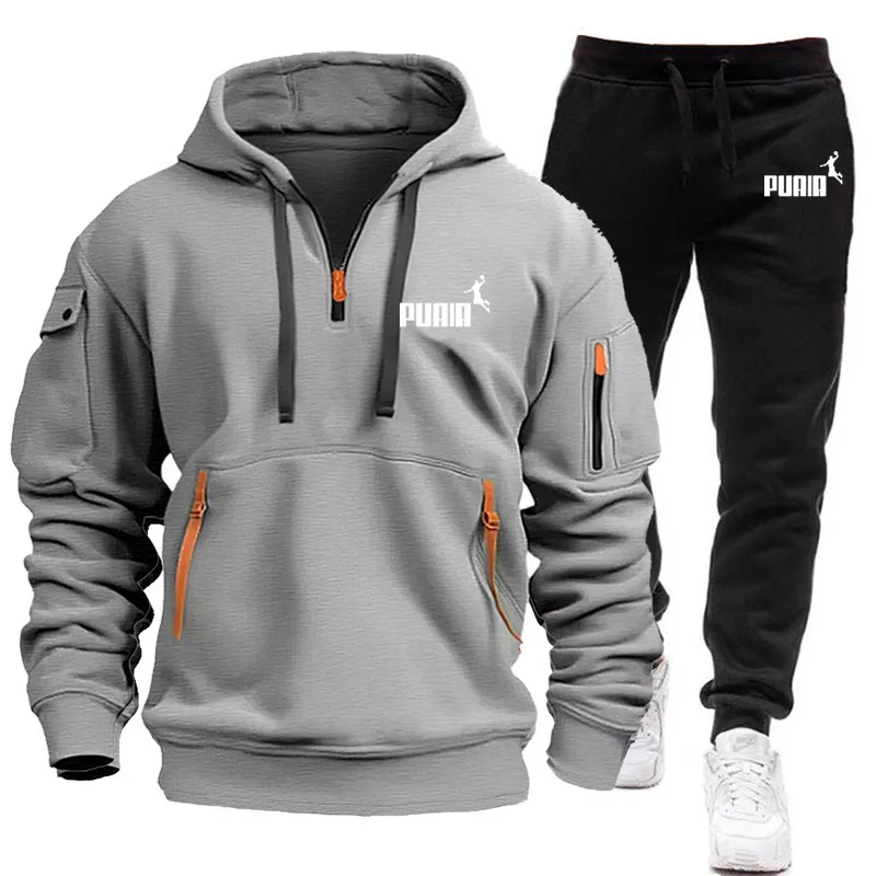 2024 Men Tracksuit Sweatshirt + Sweatpants Two Pieces Set Men\'s and Women\'s Sportswear Zipper Hoodies Loose Pullover Winter S-3X