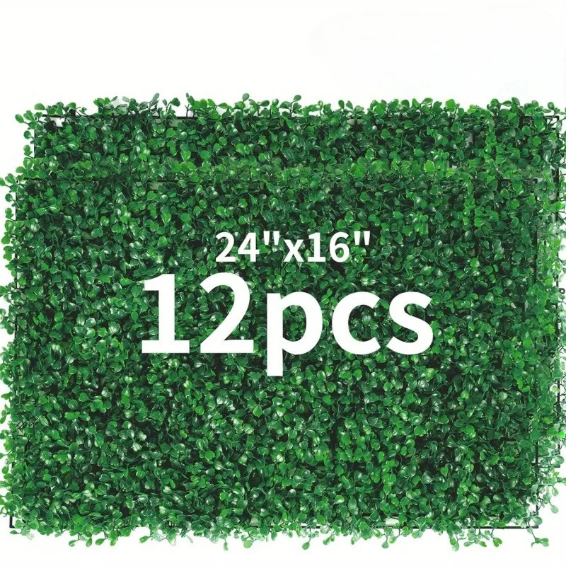 

12PCS 24"X16" Artificial Boards, UV Protected Grass & Boxwood Fence Panels For Green Wall Decor, Garden Fence, Wedding Backyard