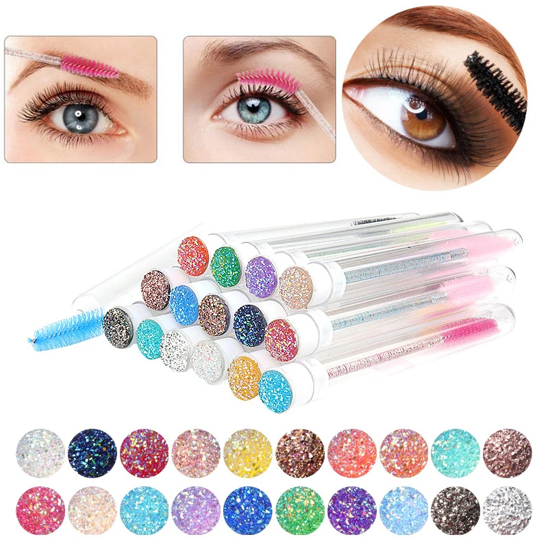 1pcs Eyelash Brushes Disposable Crystal Handle Eyelash Makeup Brush With Tube Eyelash Brush Lashes Extension Makeup Tools