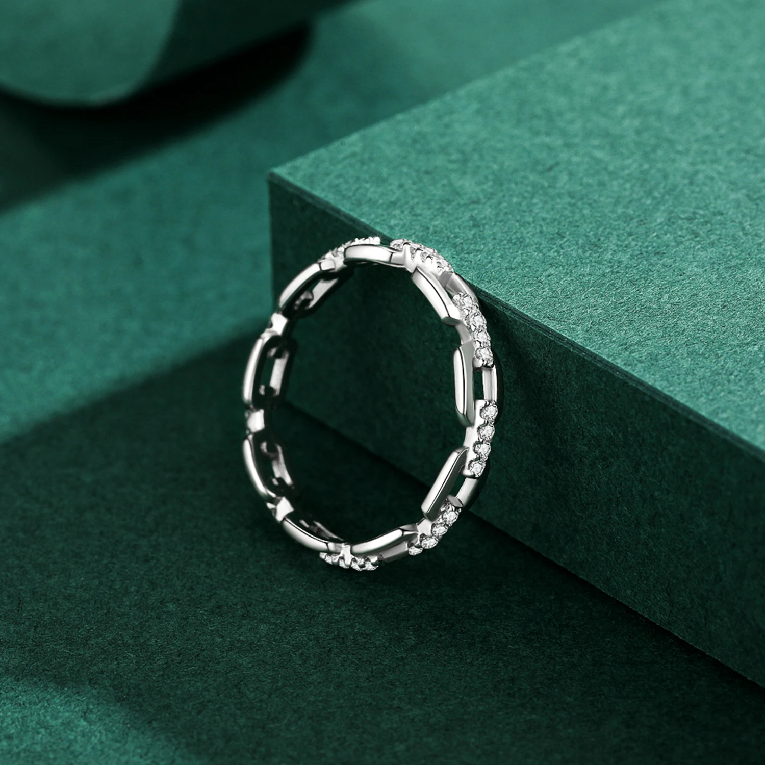 Modian Fashion Geometric Clear CZ Ring Real 925 Sterling Silver Exquisite Stackable Finger Rings For Women Statement Jewelry view 5