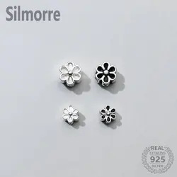 Real 925 Sterling Silver Accessories Flower Shape Spacer Beads for DIY Bracelet Necklace Jewelry Findings