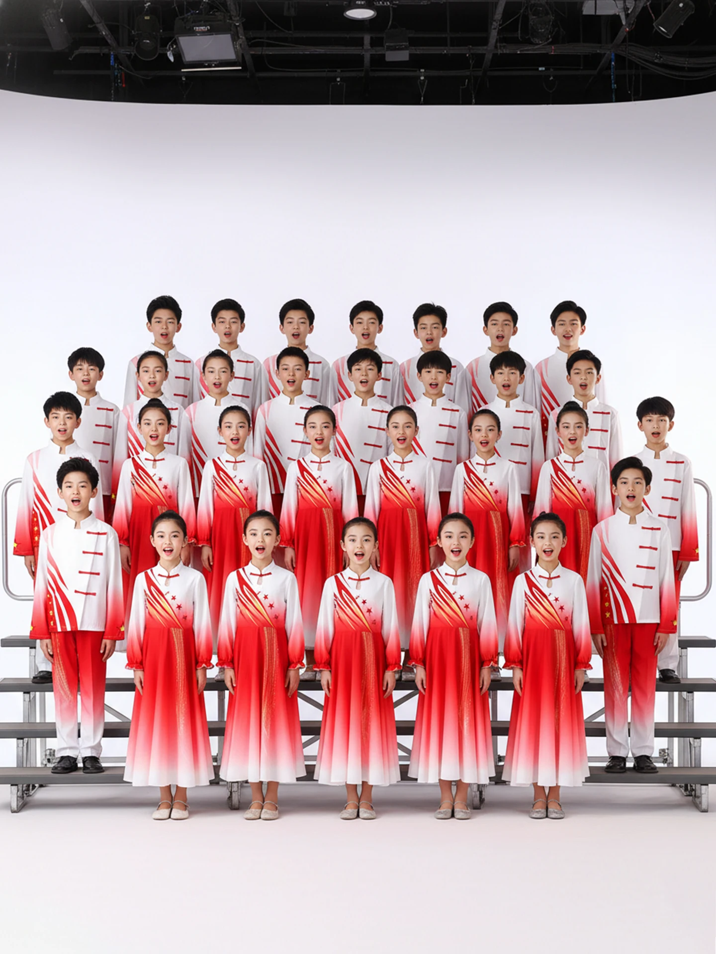 

Red Performance Costume National Stage Outfit for Girls Primary And Middle School Students Poem Speech Ceremony Clothing