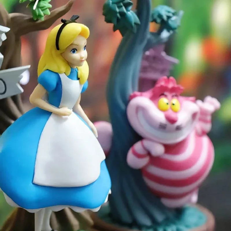 Disney Alice in Wonderland Anime Figure Cheshire Cat Doll Ornaments Toys Collectible Model Kids Birthday Christmas Gifts