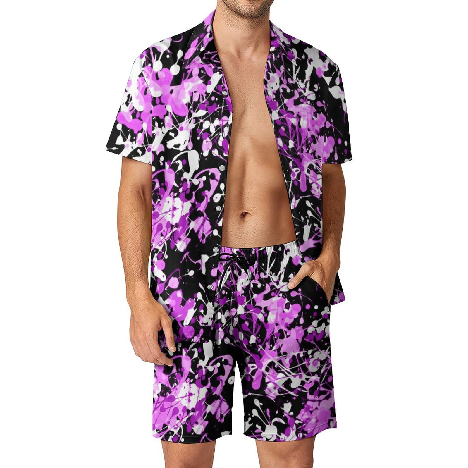 Summer Marble Fire 3D Print Men Shirt Sets Short Sleeve Shirt Oversized Casual Beach Shorts Streetwear Hawaiian Suits Clothes