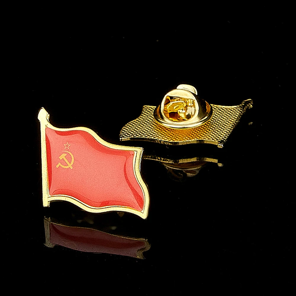 Union of Soviet Socialist Republic ZSRR National Color Flag Lapel Pin Solid Metal Country Badge Brooch Hat Cap Tie Safety Pins