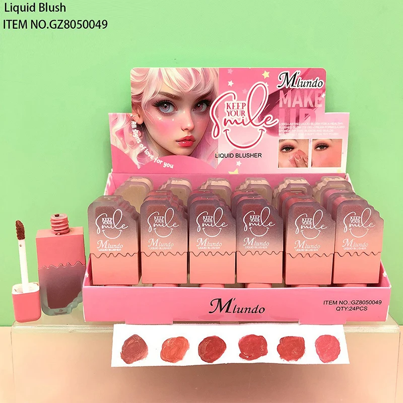 24Pcs Matte Lip Tint& Liquid Blusher Lipstick 2-in-1 Cheek Blush LongLasting Waterproof Blush Lip Gloss