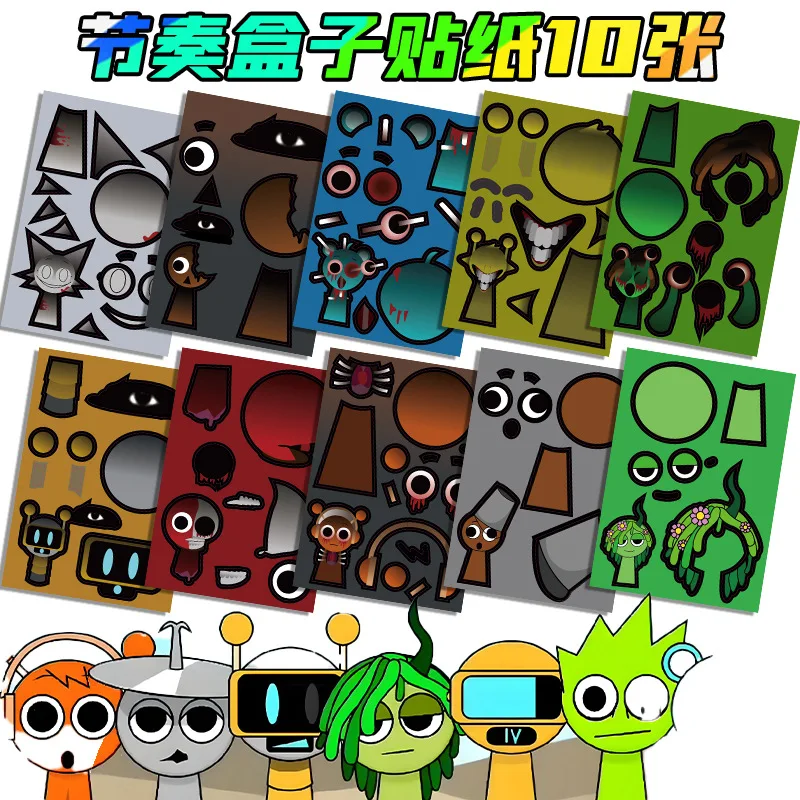 Sprunki Collage Aufkleber Set Kinder Cartoon Eltern-Kind-Interaktion Spielzeug Puzzle pädagogische Aufkleber Gesicht Collagen Aufkleber Geschenk