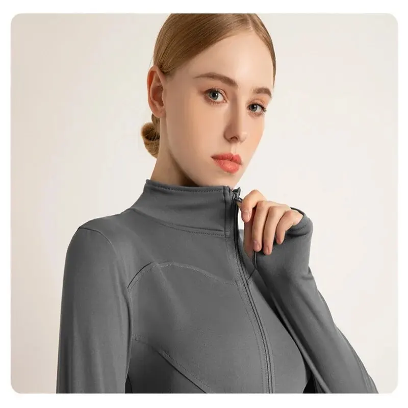 High Elastic Quick-drying Sports Jacket with Vertical Collar Slim-fit Slim-fit Yoga Top Fitness Jacket