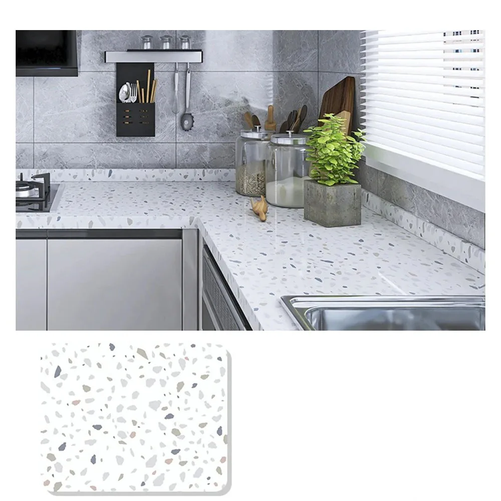 DIY Oil-Proof Self-Adhesive Kitchen Living Room Waterproof Moisture-Proof Wallpaper Countertop Tile Marble Sticker Home Decor