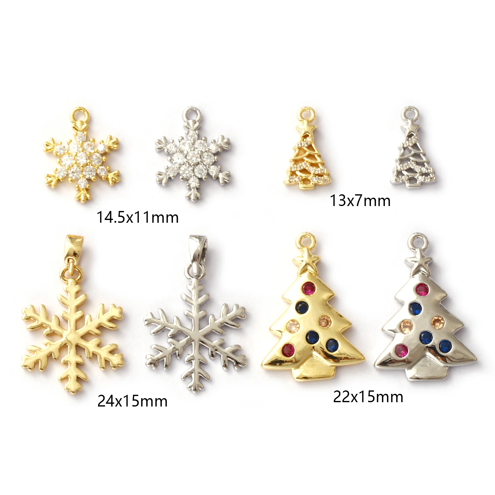 2 قطعة النحاس ومكعب زركونيا عيد الميلاد سحر ندفة الثلج شجرة عيد الميلاد المعلقات ل عقد دي اي واي سوار صنع المجوهرات #2