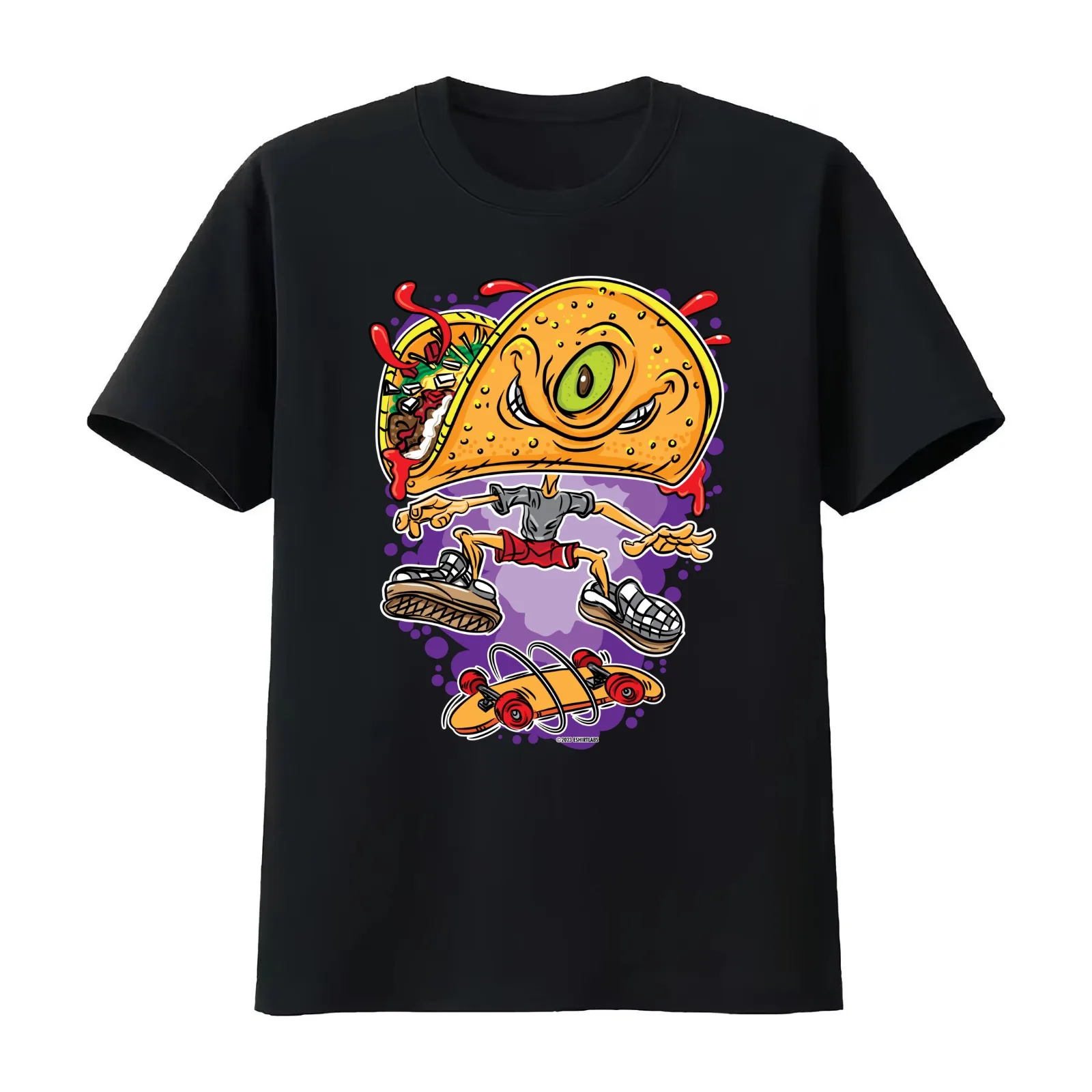 Taco Skateboarder Skateboarding T-Shirt Summer Casual Cotton Tee Oversized Streetwear Tops Vintage Graphic Print 100% Cotton