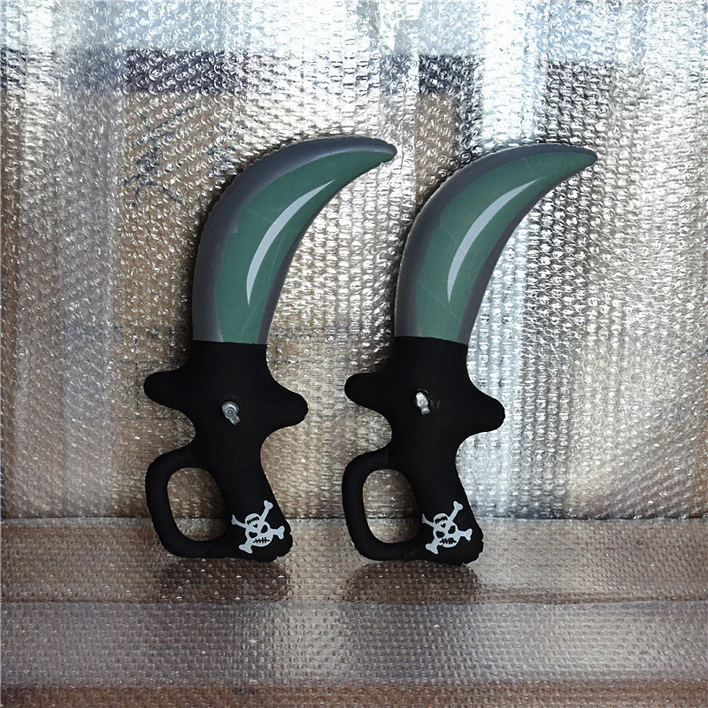 4pcs Inflatable Sword For Kids Pretend Play Halloween Party Decoration Props Brown Inflatable Black Handle Set