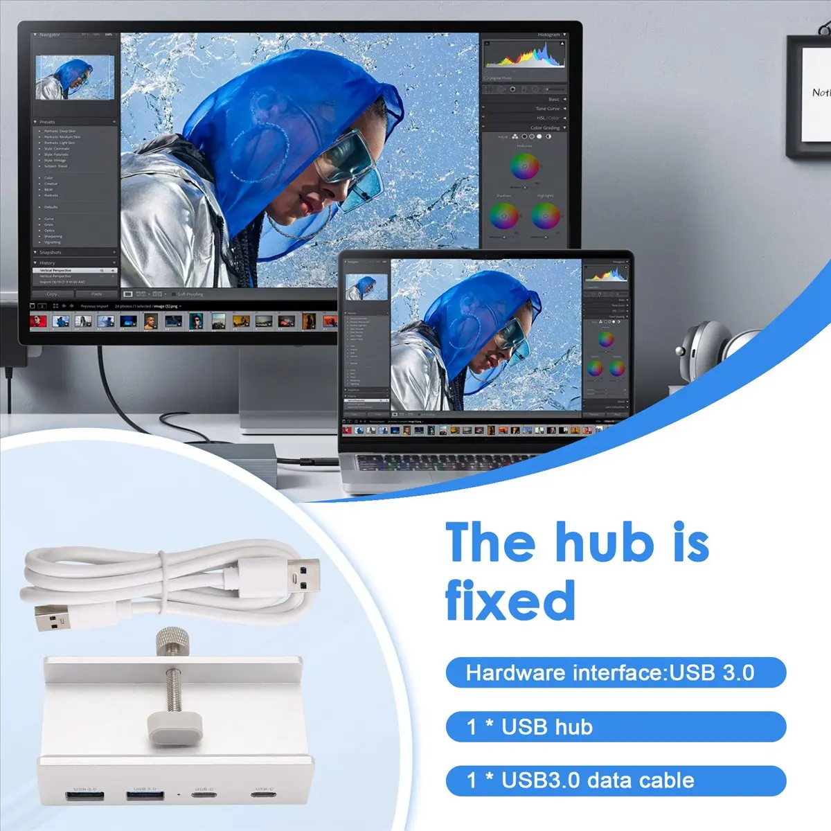 جديد! USB 3.0 Hub الألومنيوم كليب على TypeC Hub Desktop Splitter مع معدل نقل USB-C 5GBPs لأجهزة الكمبيوتر المحمولة #5