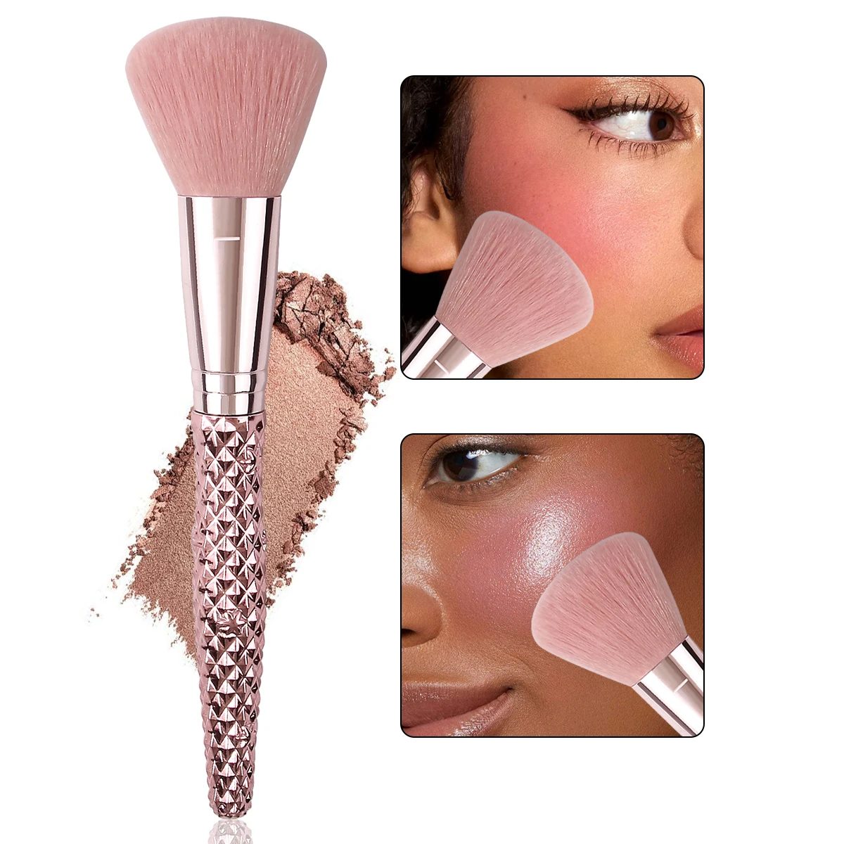 قطعة واحدة من فرشاة البودرة الرقيقة، أداة أحمر الخدود/الأساس/الإعداد الاصطناعية الناعمة، فرشاة مكياج للوجه خالية من الخطوط لجميع أنواع البشرة #1
