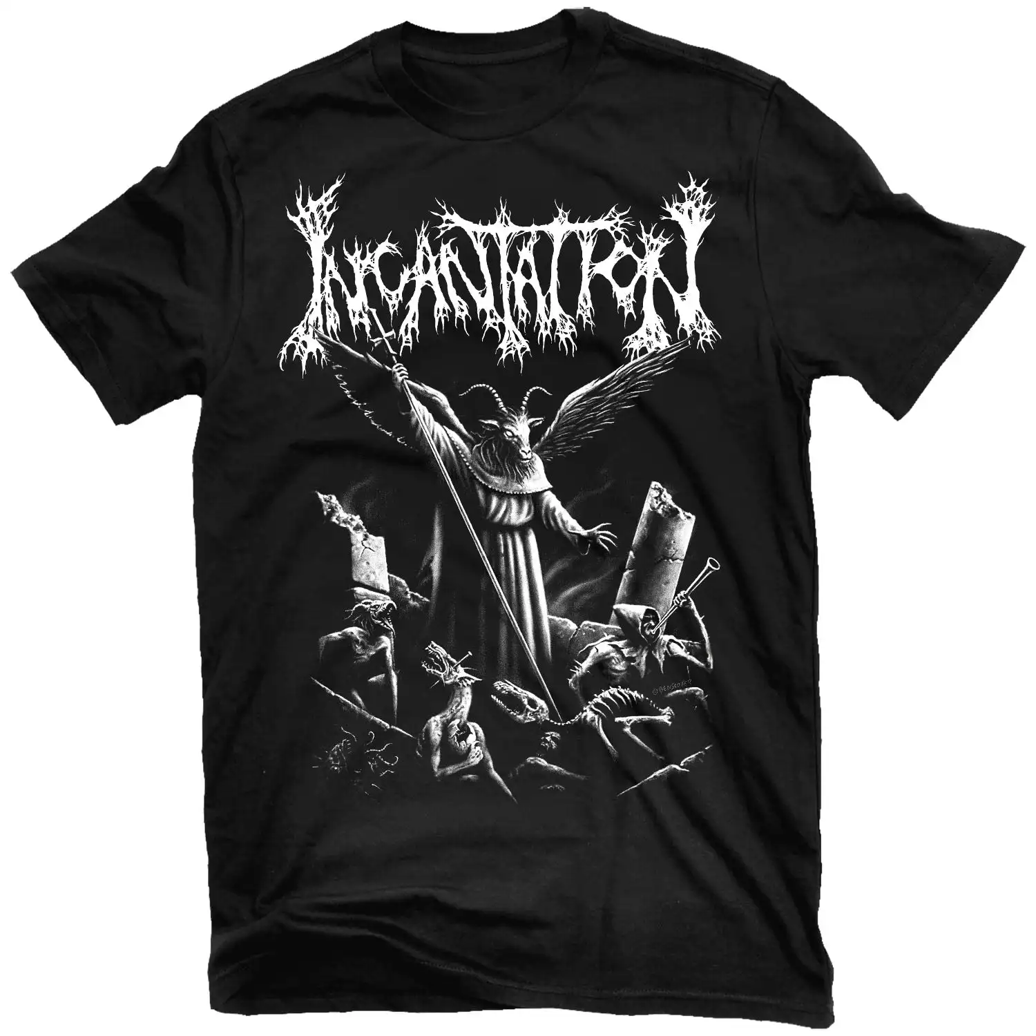 Incantation Onward To Golgotha Rock Band Graphic Tee 100% Cotton Round Neck Casual Unisex T-shirt Summer Top view 3