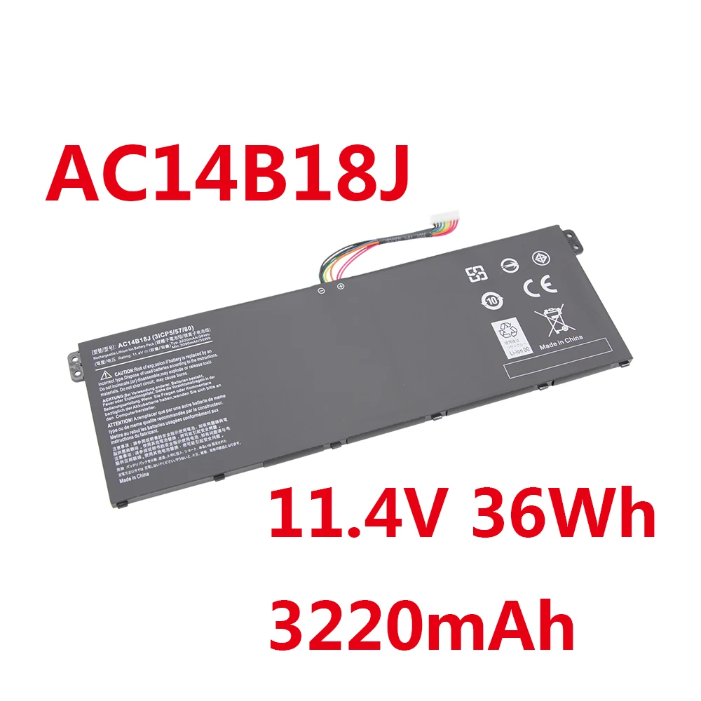 AC14B18J 11.4V 36Wh 3220mAh Laptop Battery For Acer Aspire E3-111 E3-112 E3-112M ES1-531 MS2394 B115-MP EX2519 N15Q3 N15W4 11.4V