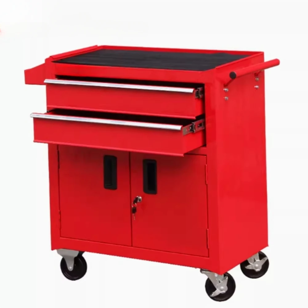 Tool cart, tool cabinet, auto repair multifunctional mobile cart, drawer style double door iron cabinet with lock, large model