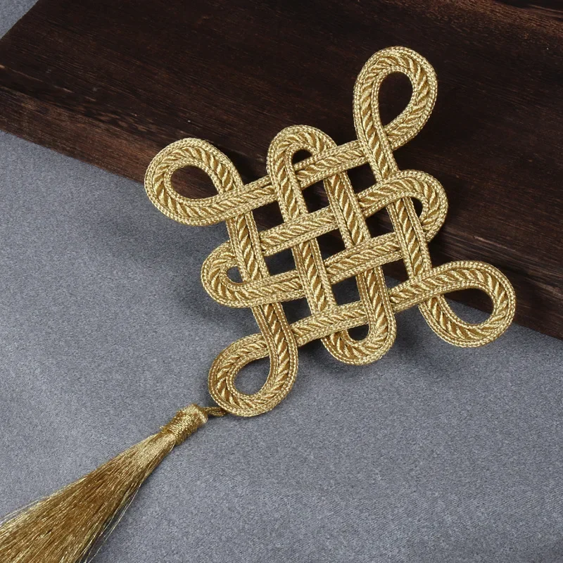 2pcs/bag High Quality Golden Chinese Knot Buckle Dress Jacket Curtain Door Curtain Curtain Head Decoration Accessories