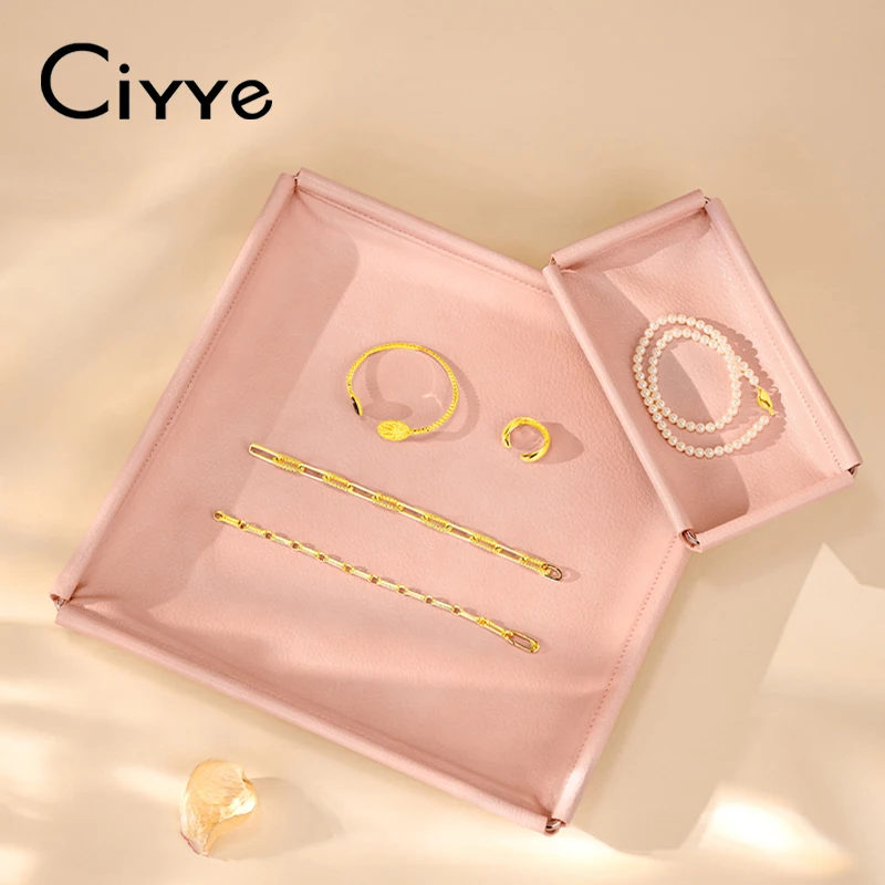 Ciyye PU Leather Jewelry Tray Necklace Bracelet Ring Earring Jewelry Storage Tray Pink Jewelry Organizer Jewelry Store Display