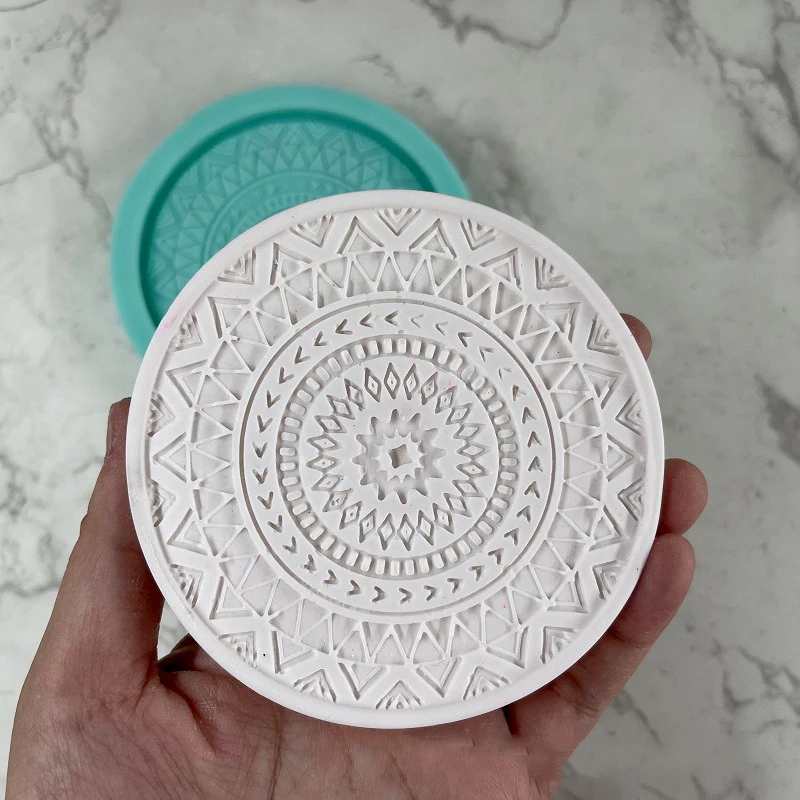 Mandala Round Coaster Resin Silicone Mold Coffee Coaster Tray Mold for DIY Epoxy Resin Plaster Concrete Wine Glass Cup Mat Mould