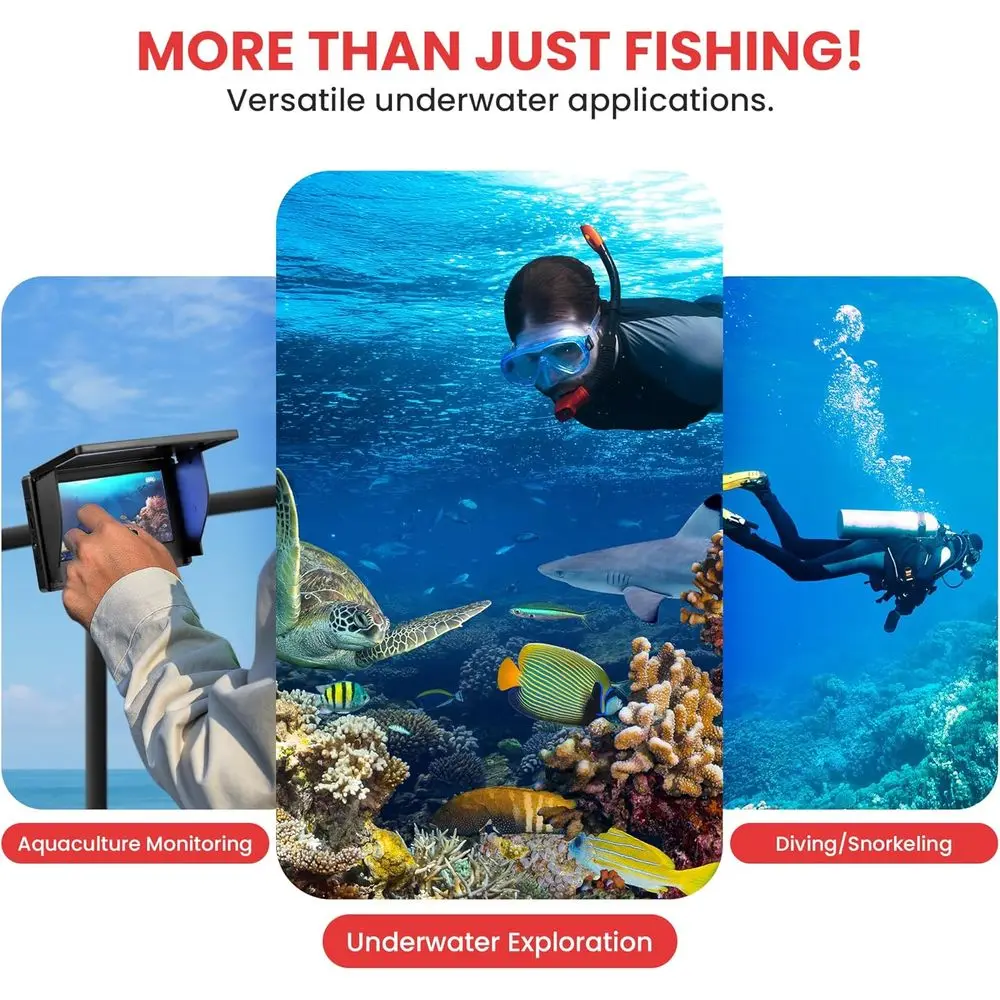كاميرا Pyle 4.3 بوصة LCD محمولة لصيد الأسماك تحت الماء - مكتشف السمك المقاوم للماء 1000TVL مع 12 مصباح LED بالأشعة تحت الحمراء، تصنيف IP68 لـ Ic #5