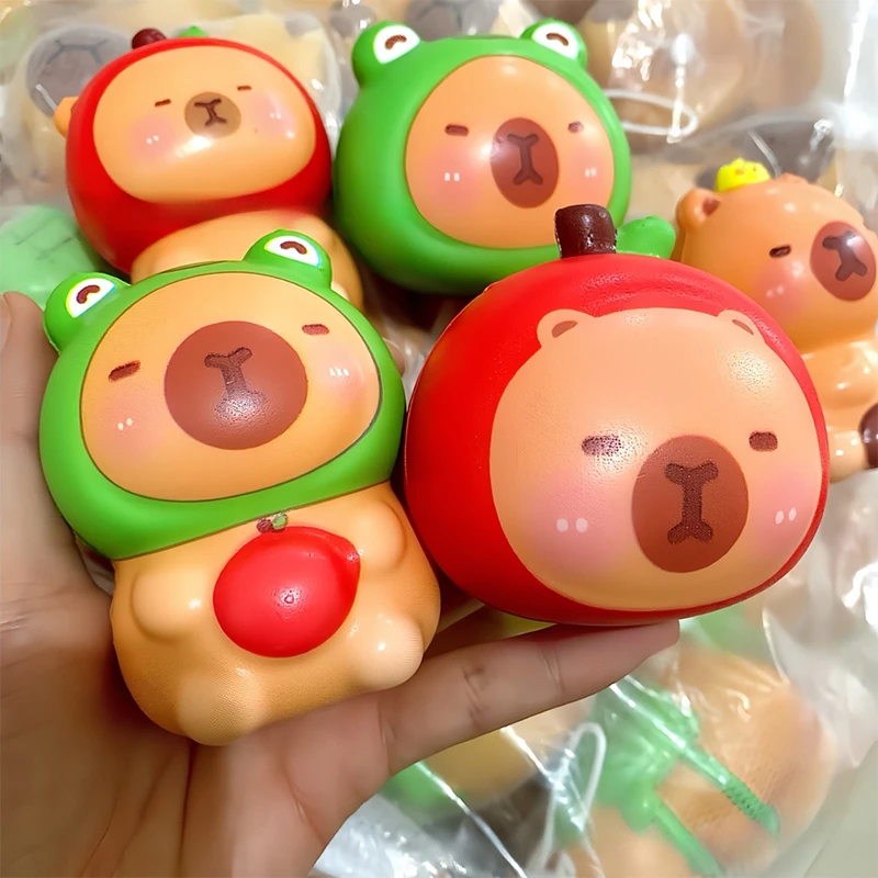 1 pçs bonito dos desenhos animados capivara chapéu espremendo brinquedo de silicone lento rebote brinquedo de descompressão ventilação ornamentos brinquedo de presente das crianças