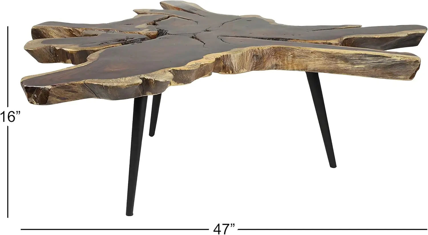 79 Wood Handmade Living Room Coffee Table Live Edge Top Table with Black Metal Tripod Legs, Center Table 32