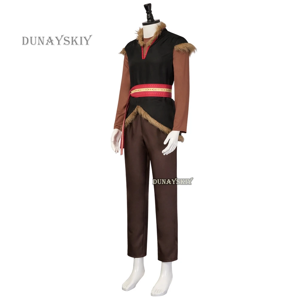 Kristoff Anime Cosplay Traje, Princesa da Neve, Jaqueta de Pelúcia, Camisa, Calças, Cinto, Terno, Dia das Bruxas, Roupas Masculinas, Crianças