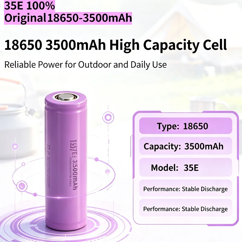 For Samsung  2026 3.7V 18650 3500mah Battery 35E INR 18650 20A Lithium Lon Battery Replacement External Battery